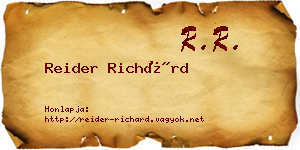 Reider Richárd névjegykártya