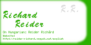 richard reider business card