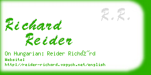 richard reider business card